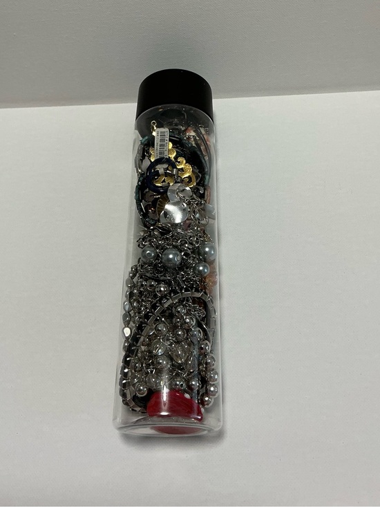 Jewelry - Clear Jewelry Tube Filled with 25 Mixed Costume Jewelry Multicolor Items.